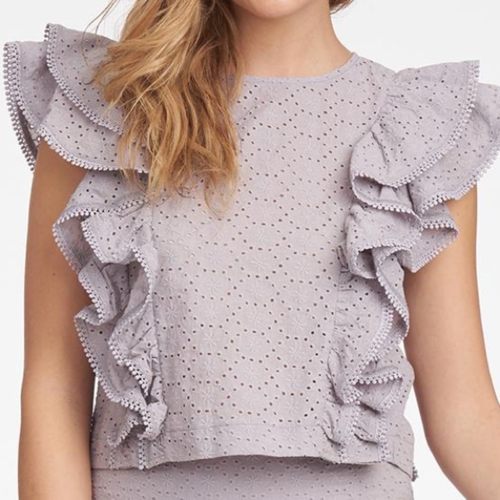 Shabby Chic Beau Eyelet Ruffle Top and skirt set